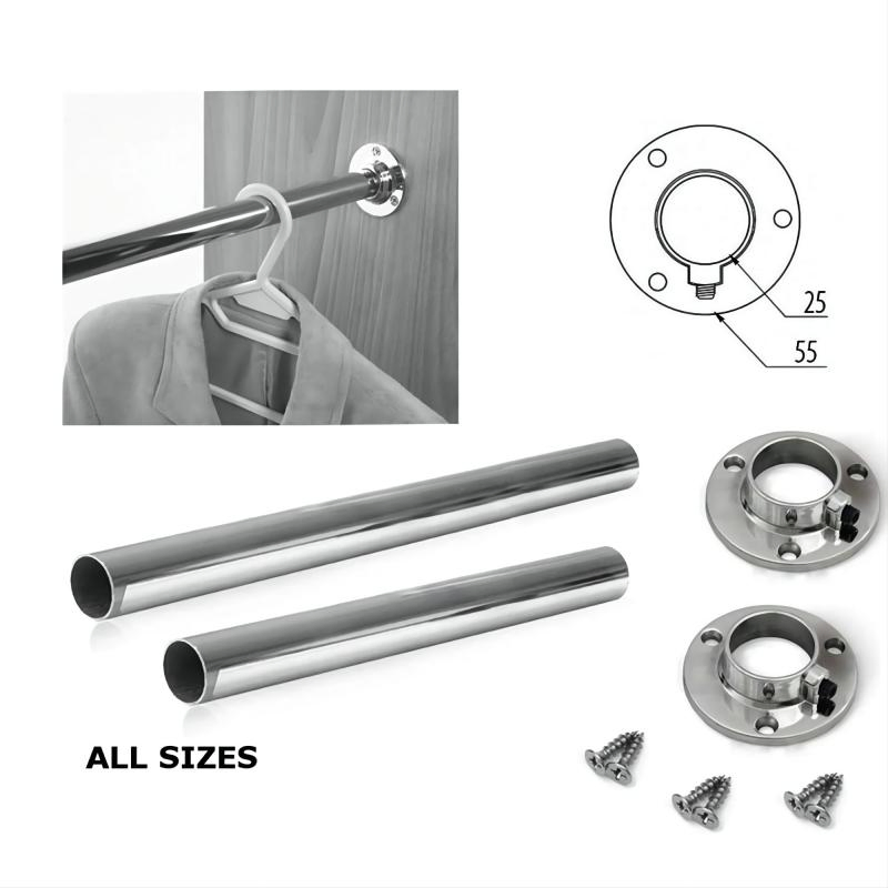 Furniture Hardware Closet Wardrobe Clothes Hanging Steel Pipe Wardrobe Clothes Rail