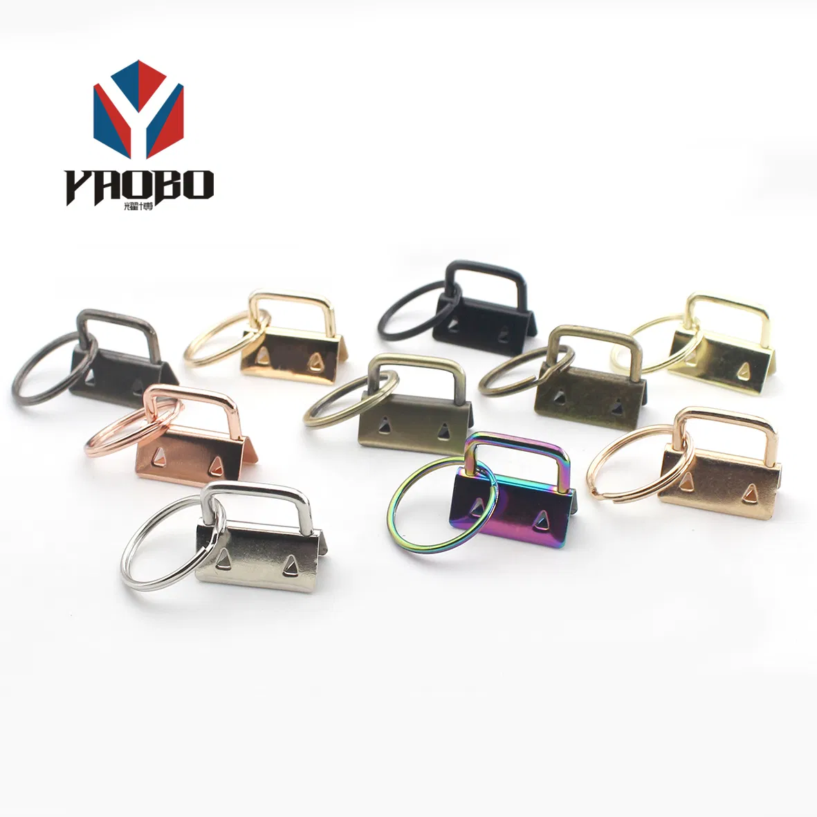 Wholesale Decorative 25mm Fob Hardware Key with Keyring Tail Clip