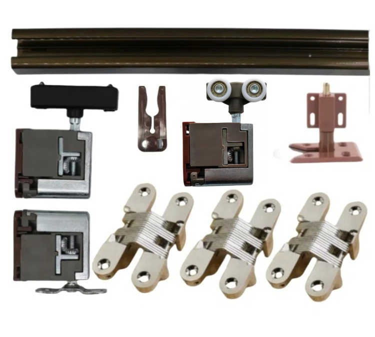 Replace Surface Mounted Barn Sliding Door Hardware System with Aluminum Alloy Pulley Track Rail Kit Flat Folding Wooden Door Accessories