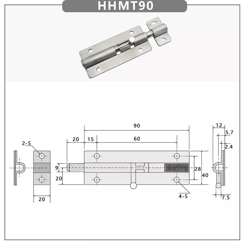Xk1004-90 Furniture Door Bolts 3.5 Inch Stainless Steel Locks Sliding Door Chain Latch for Gate Security Hardware