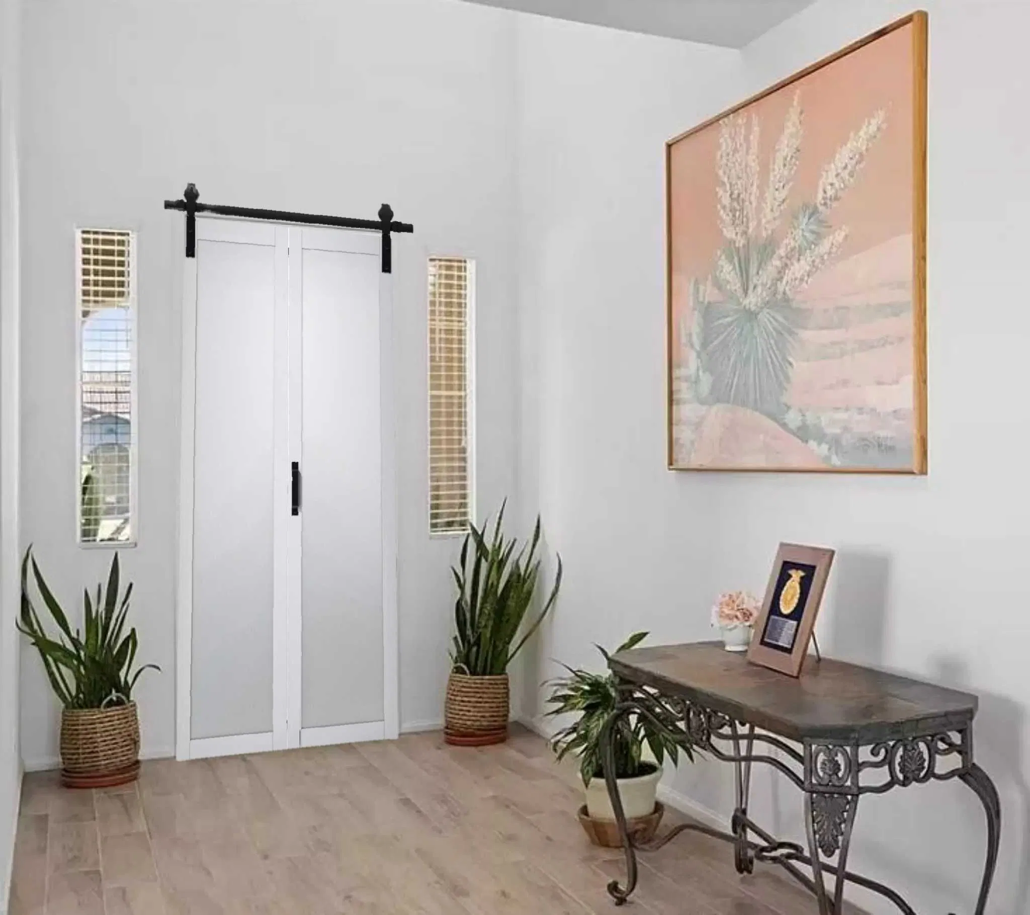 37in Bifold Sliding Barn Door Hardware, Bi Folding Closet Door Track Kit for 2 Doors, No Door, Fit Max Door Width 33"