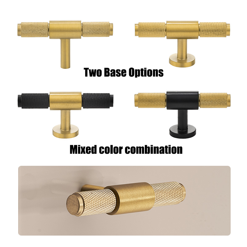 Koppalive European Luxury Knurled Kitchen Cabinet Door Knob Modern Copper Furniture Handles Gold Solid Brass Drawer Knob
