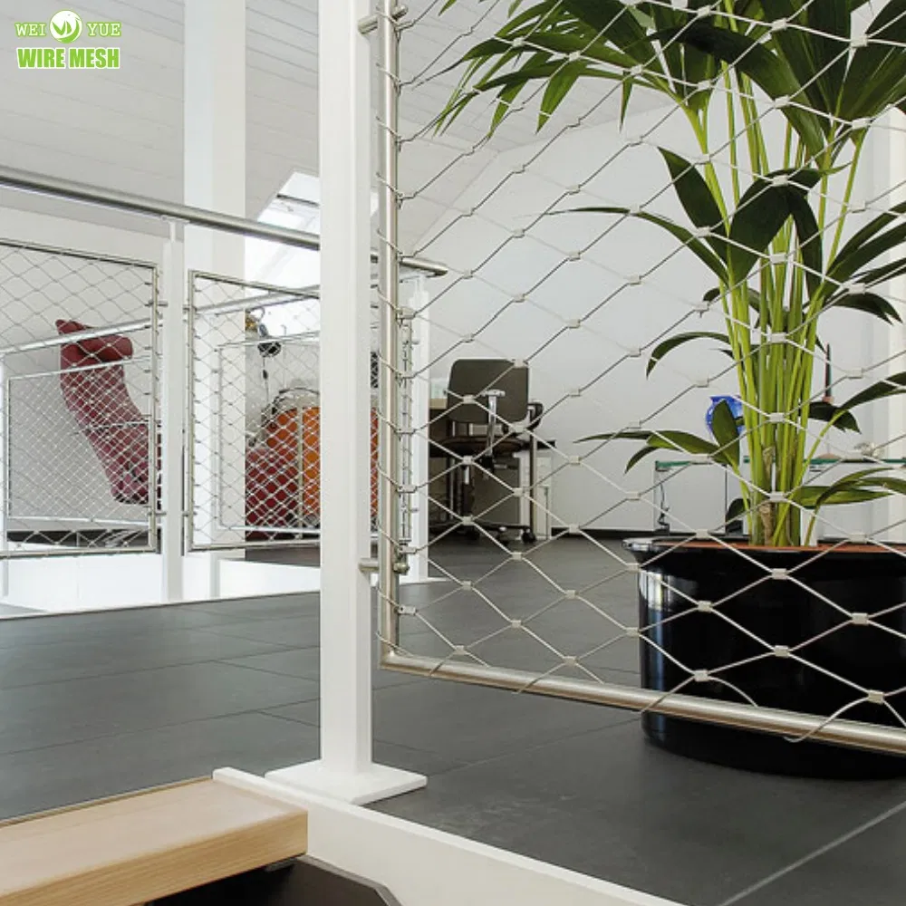 Decorative Ferrule Flexible Stainless Steel Wire Cable Rope Mesh Safety Mesh for Stair Railing Handrail Commercial Guard Rail System