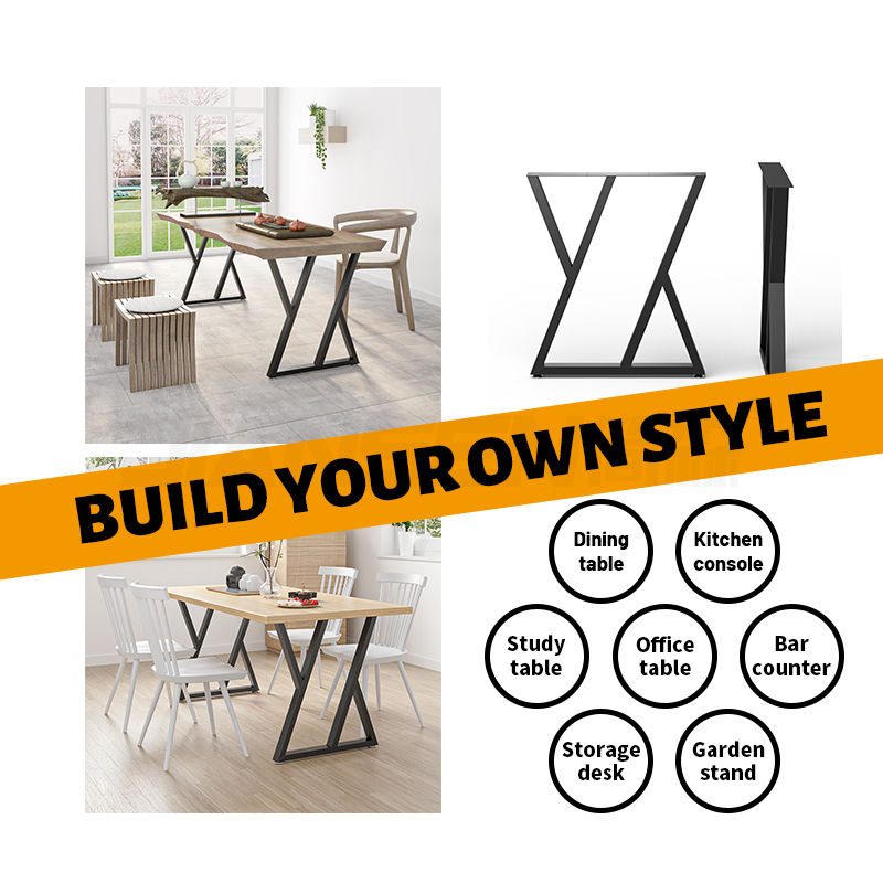 Adjustable Height Black Table Leg with Metal Frame