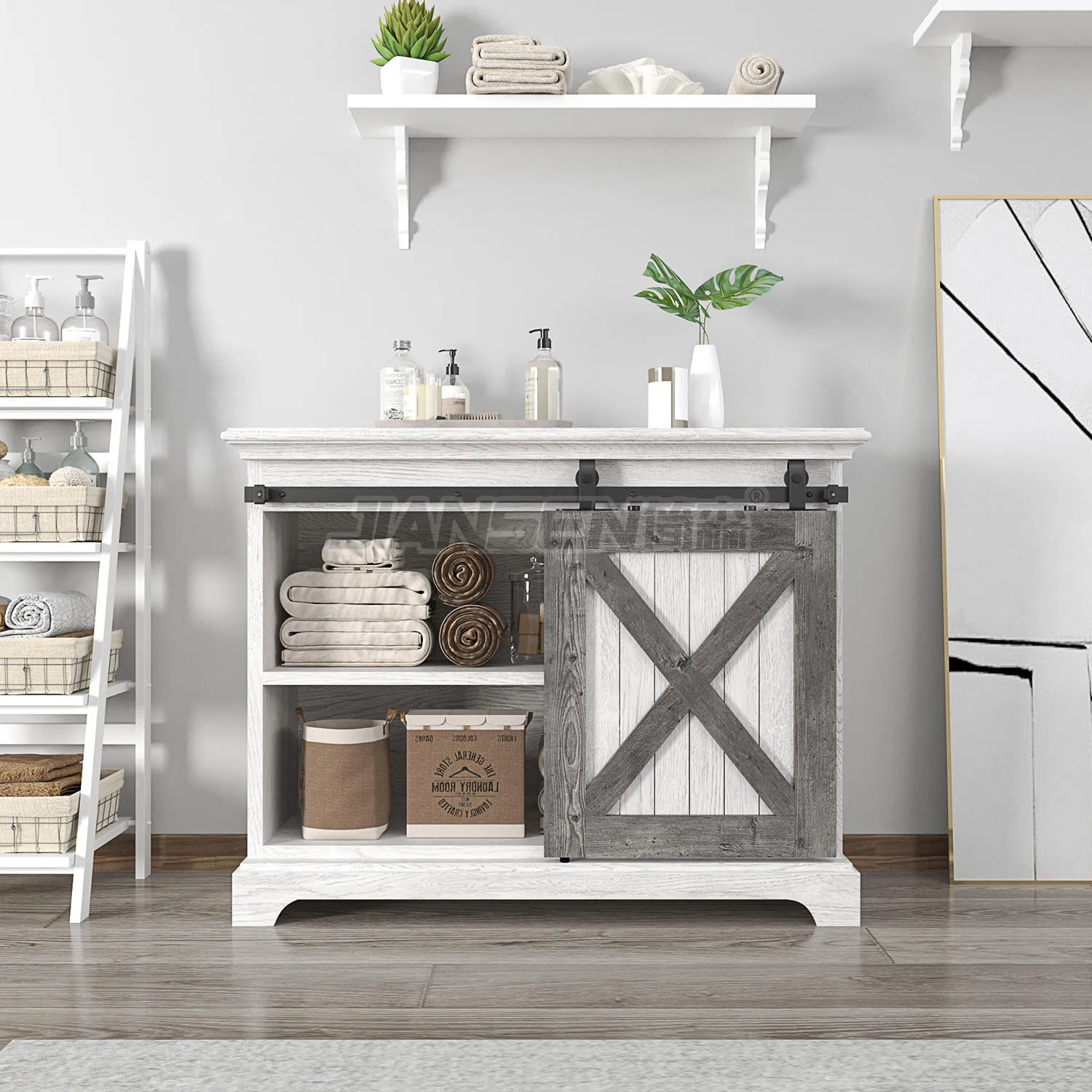 Wholesale 2m Mini Sliding Barn Door Hardware Kit for Single Door Cabinet Small Barn Door Hardware Track Kit for TV Stand Cupboards Storage Cabinets Wardrobes