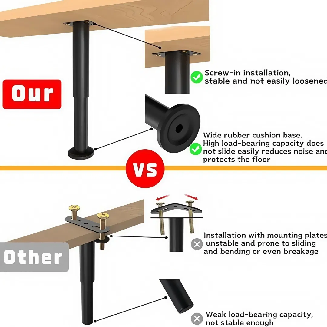 Height-Adjustable Bed Support Legs for Bed Frames, Tables