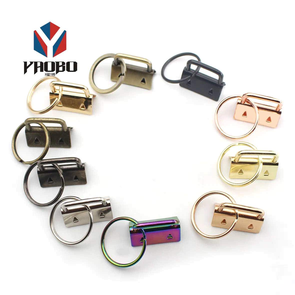 Wholesale Decorative 25mm Fob Hardware Key with Keyring Tail Clip