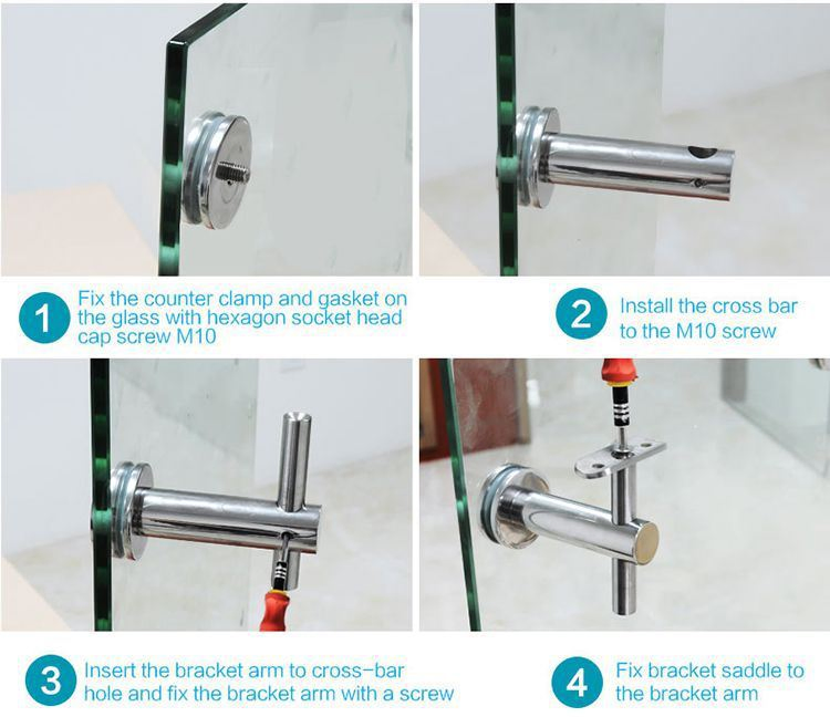 Commercial Stair Handrail Stainless Steel Brackets Hardware