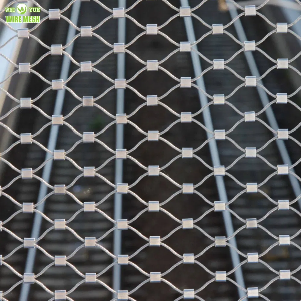 Decorative Ferrule Flexible Stainless Steel Wire Cable Rope Mesh Safety Mesh for Stair Railing Handrail Commercial Guard Rail System