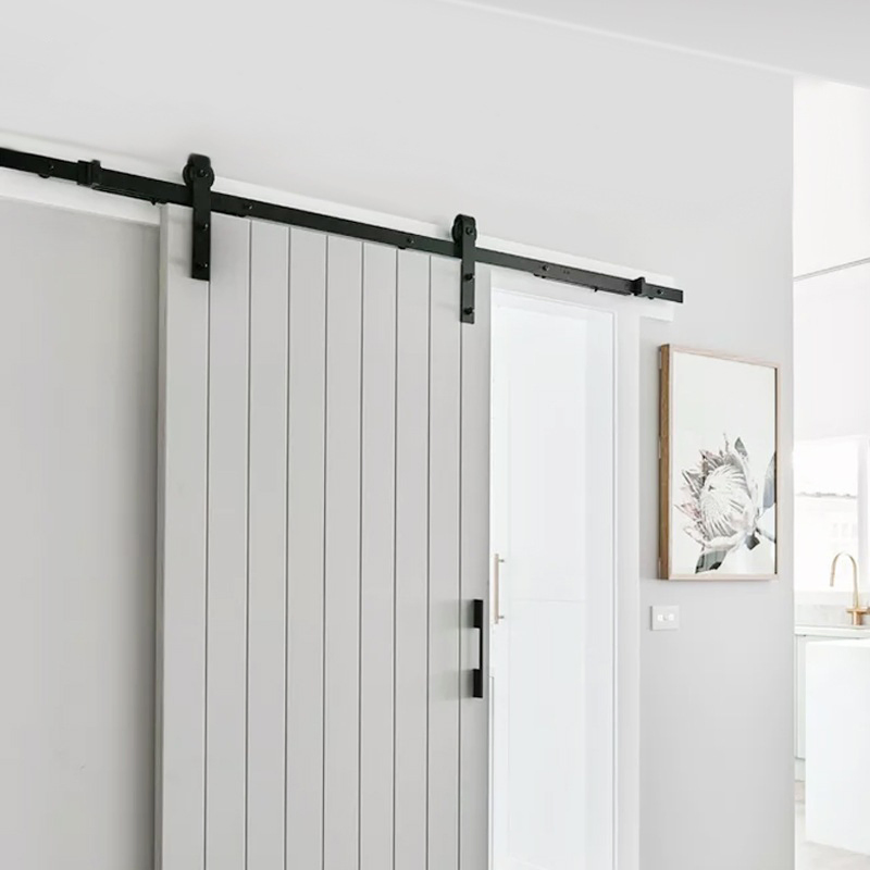 Decorative Sliding Barn Door Hardware Matt Black J Shape Hangers
