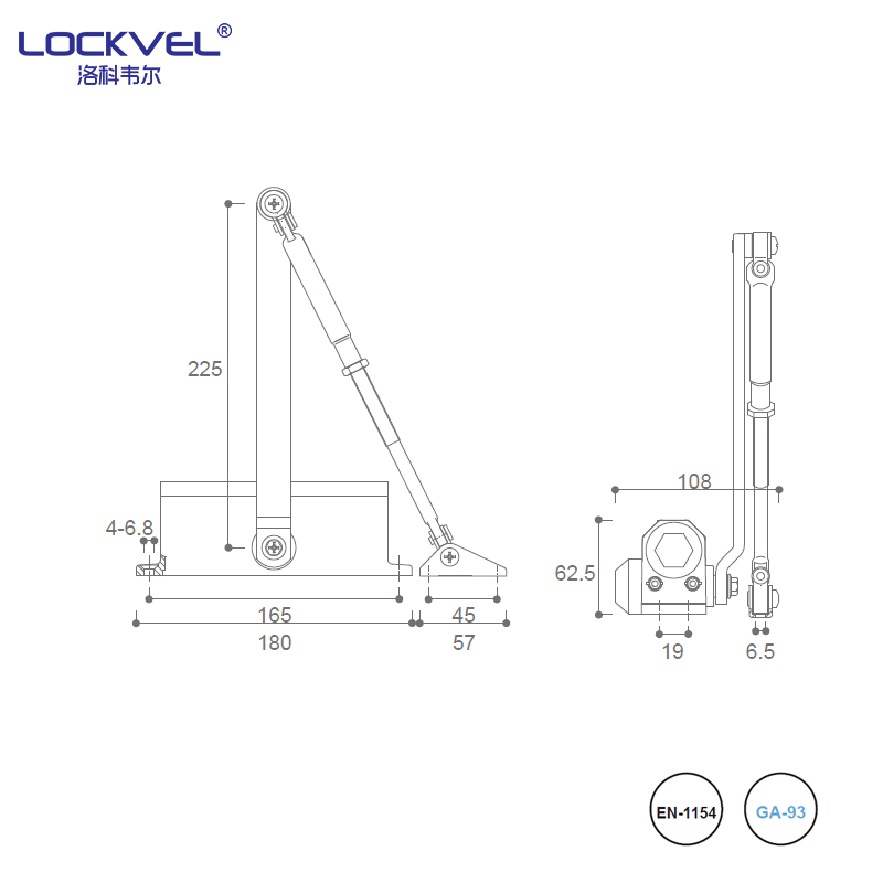 Aluminum Fire-Rated Door Closer Two/Three Stage Adjustable Without Speed/Stop Function