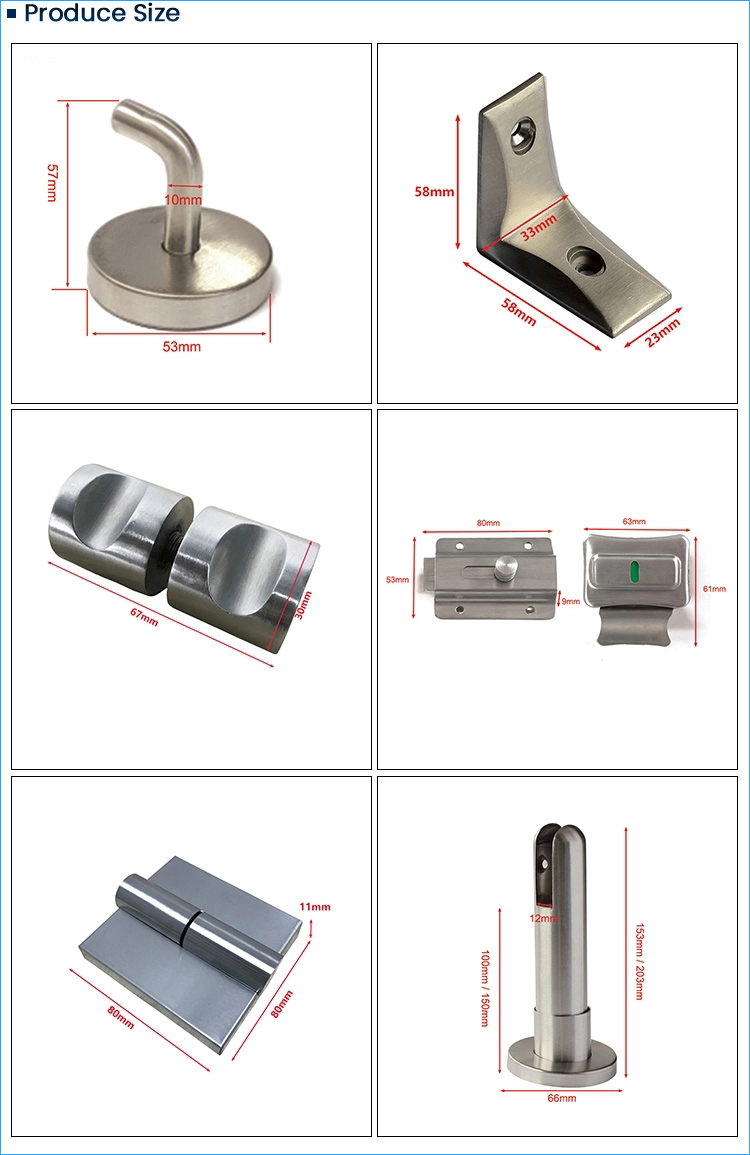 China Toilet Cubicle Partition Hardware Set Stainless Steel Fitting Accessories