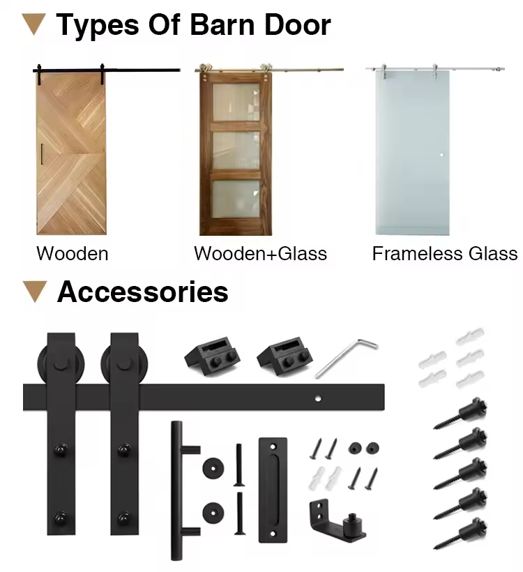 Sliding Barn Door Hardware Kit Top Mounted Hanger Track Black Steel Closet Door Roller Rail for Single Door