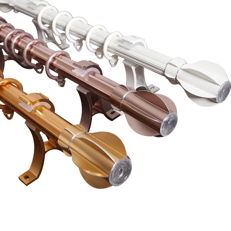 Thickened Aluminum Alloy Track Curtain Rod Roman Pole Single Pole Double Pole Perforated Curtain Bracket Accessory Side and Top