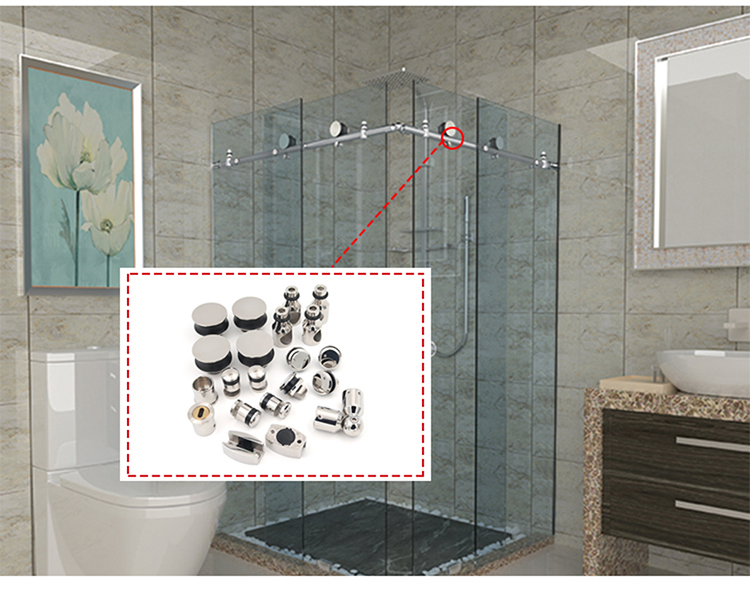 Hotel Stainless Steel Shower Enclosure Hardware Frameless Glass Accessories Sliding Door for Bathroom Made China