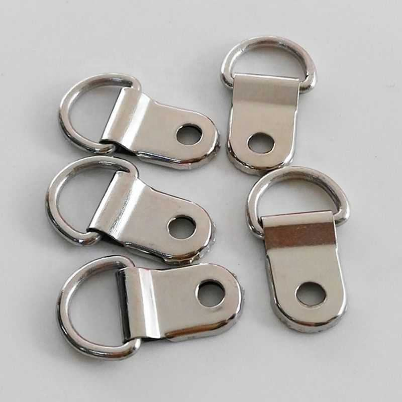100PCS/Set D Ring Hanging Picture Frame Strap Hanger Hooks Oil Painting Mirror Hanger with Screws Kit