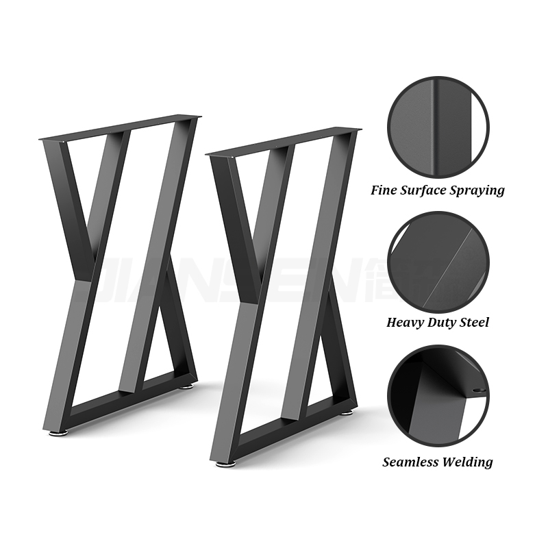 Adjustable Height Black Table Leg with Metal Frame