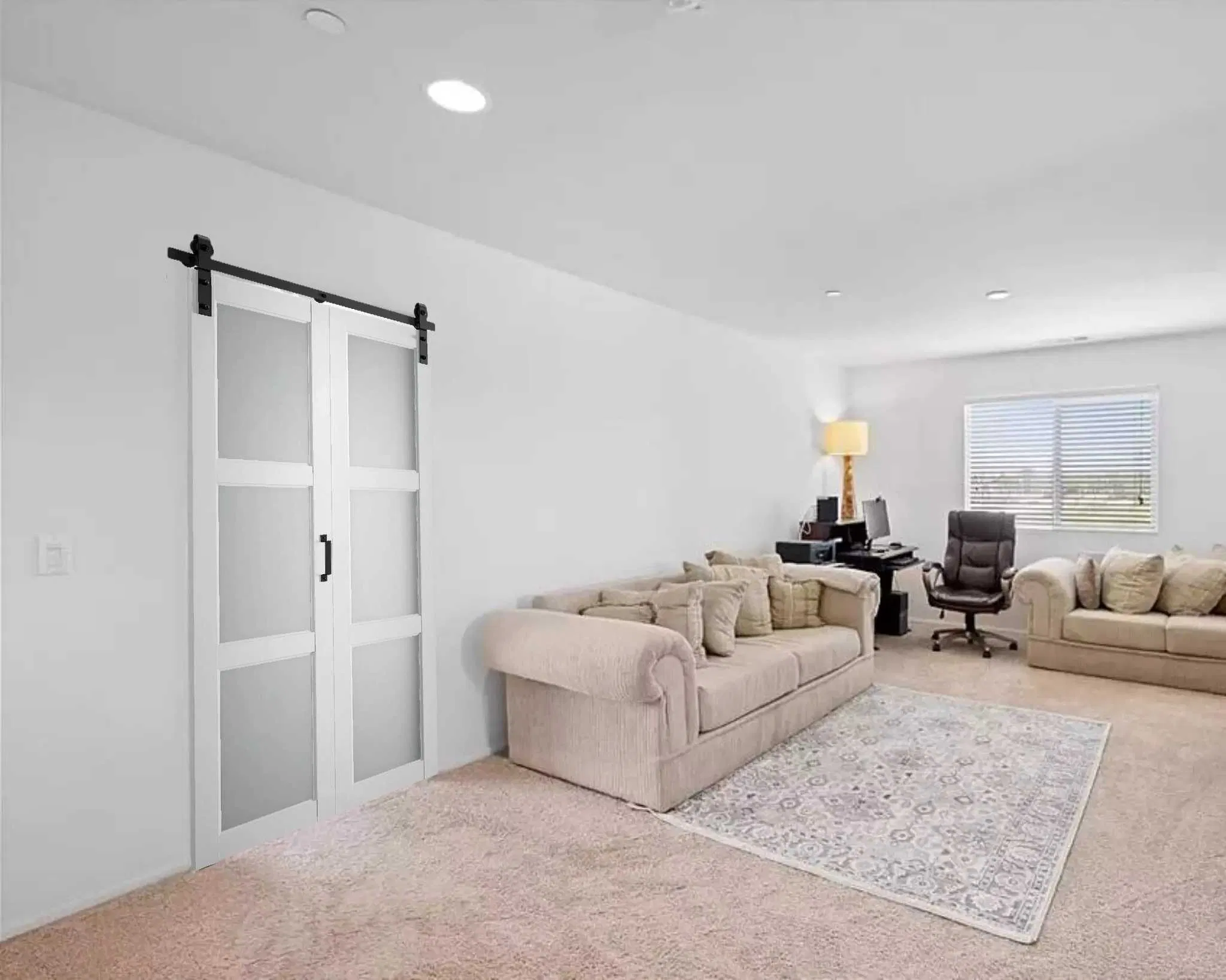 37in Bifold Sliding Barn Door Hardware, Bi Folding Closet Door Track Kit for 2 Doors, No Door, Fit Max Door Width 33"