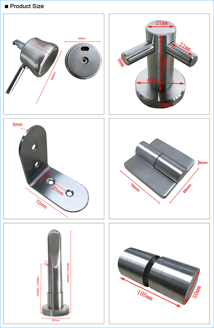 304 Stainless Steel Toilet Partition Hardware Bathroom Cubicle Accessories Set Fittings