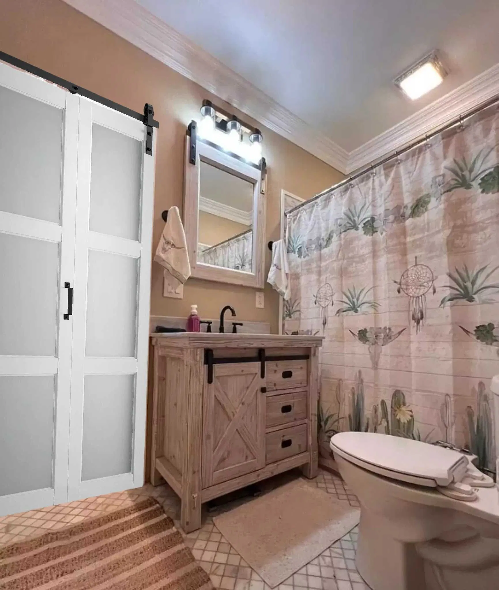 37in Bifold Sliding Barn Door Hardware, Bi Folding Closet Door Track Kit for 2 Doors, No Door, Fit Max Door Width 33"