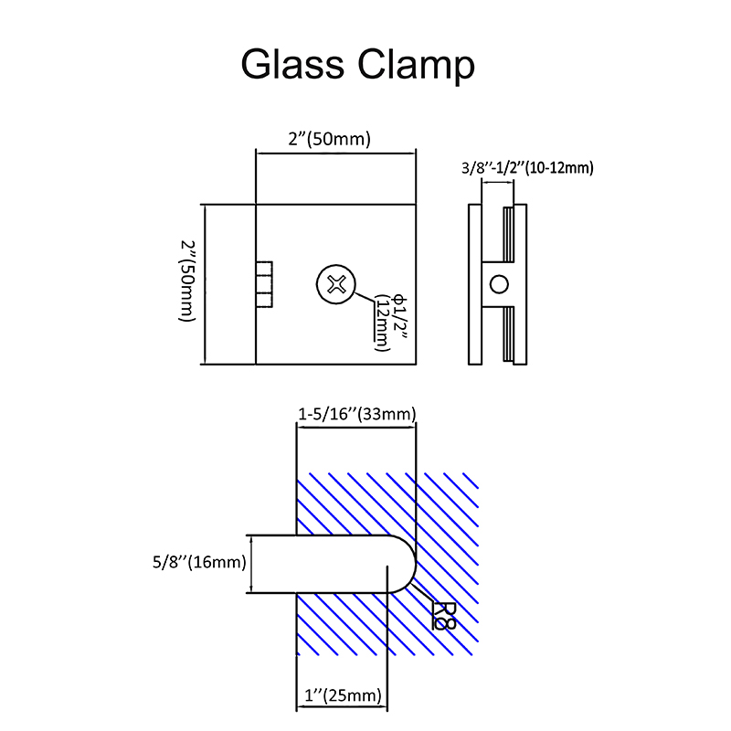 Custom Bath Enclosure Swing Shower Glass Door Hardware Polished Chrome