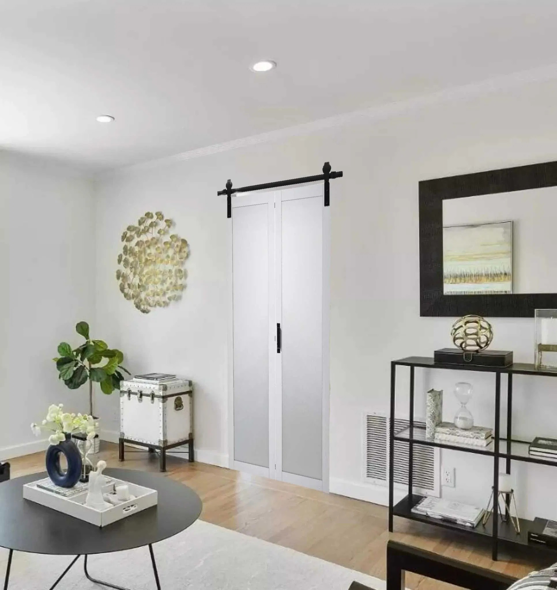 Bifold Barn Door Hardware Foshan Factory Wholesale Apartment House Bi Folding Barn Door Closet for 4 Door