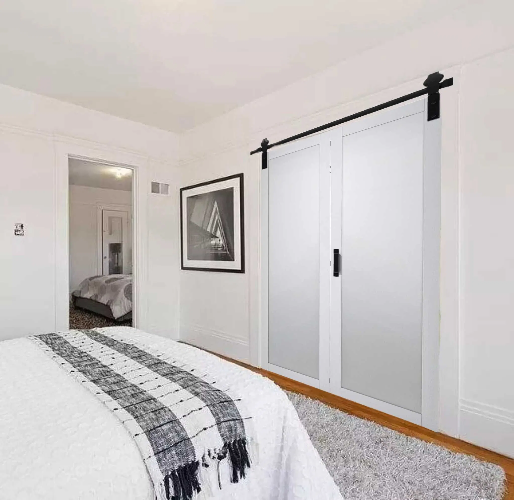 Bifold Barn Door Hardware Foshan Factory Wholesale Apartment House Bi Folding Barn Door Closet for 4 Door