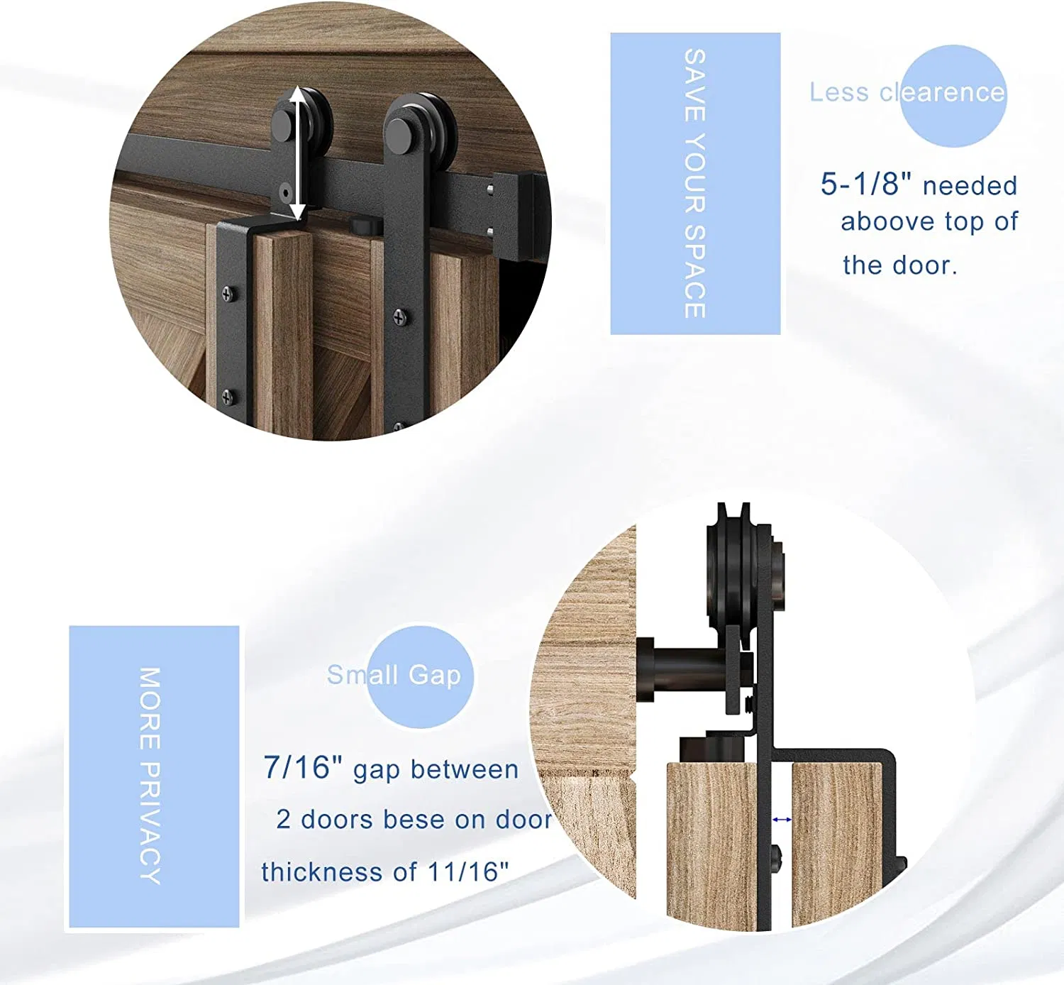 Mini Sliding Barn Door Kits Double Bypass Garage Closet Cabinet Door Hardware