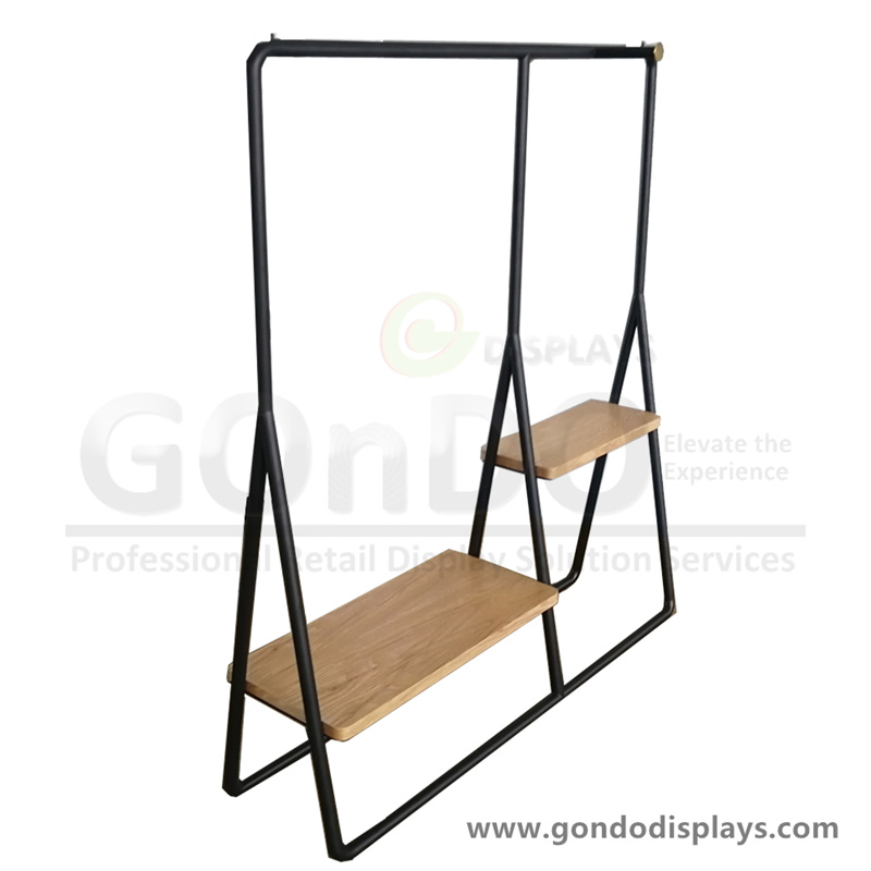 Custom Store Shop Metal and MDF Wooden Retail Men Clothes Commercial Display Rack