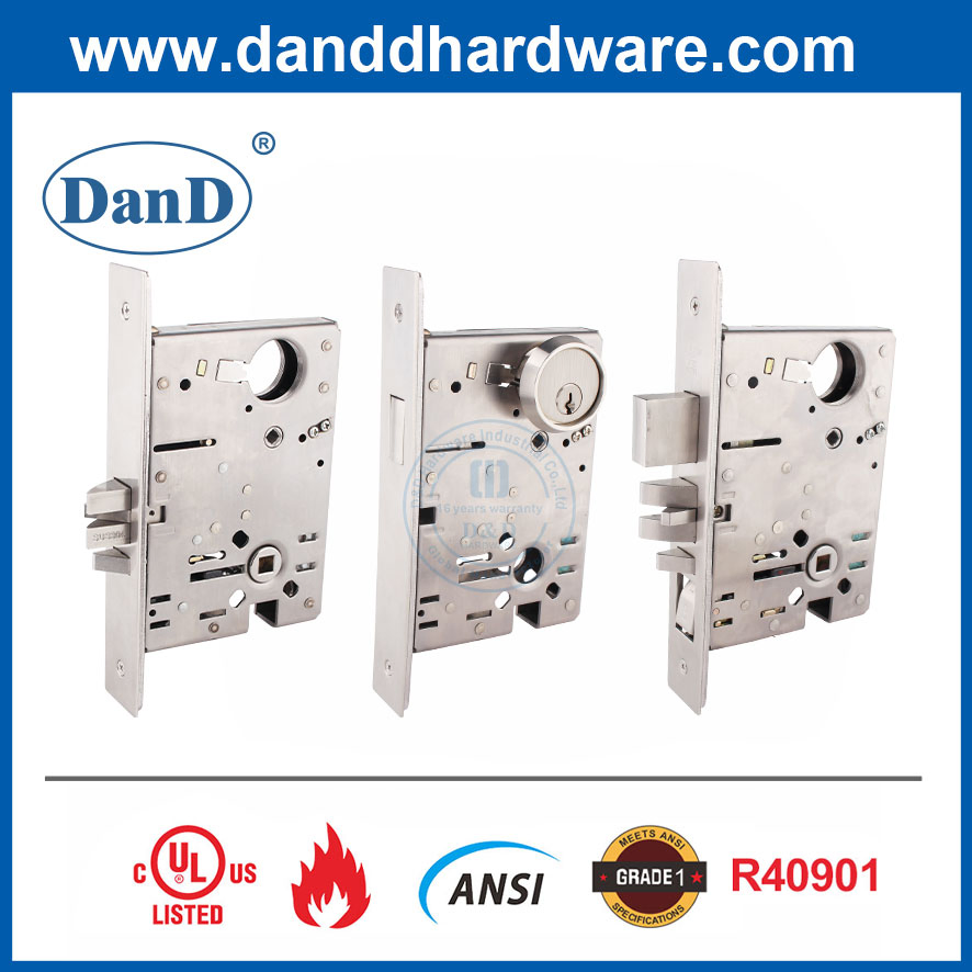 Safe Mortise Key Lockset System D&D Hardware Modern Middle East UL Listed Fire Rated American High Security Cylinder Locks Safety Hotel Door Mortice Lock