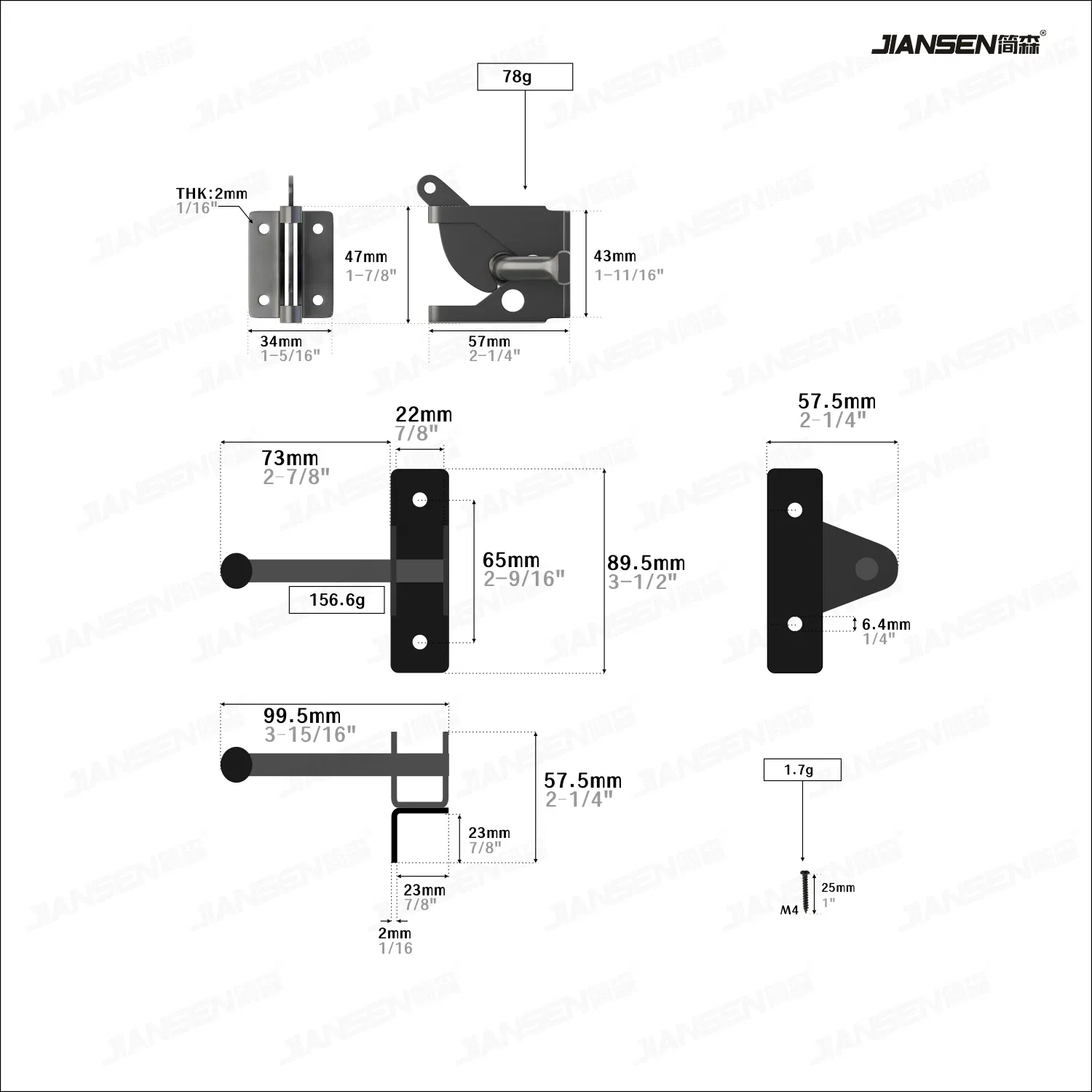 Wholesale American Style Iron Carbon Steel Factory Fence Gate Latch PVC Door Door Lock Fence Bolt for Garden