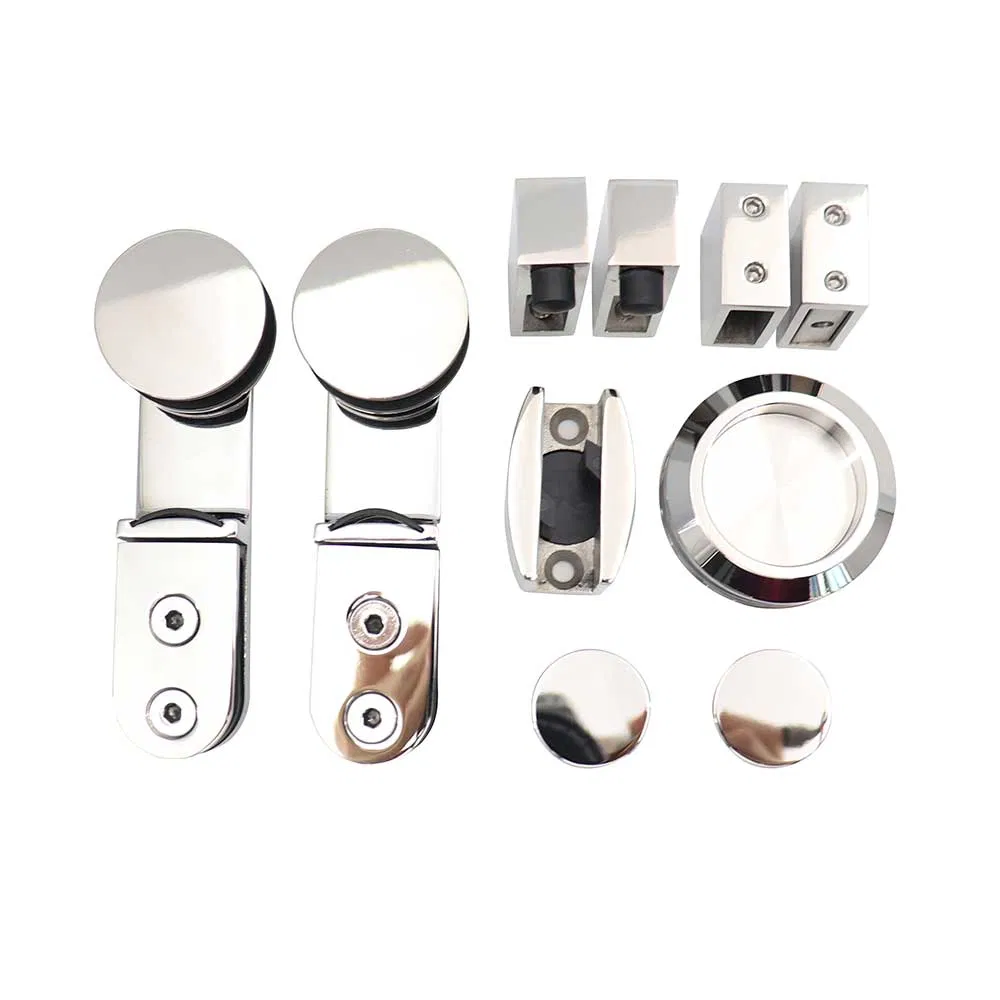 Golden Brushed Hanging Bathroom Hardware Glass Sliding Door Fittings