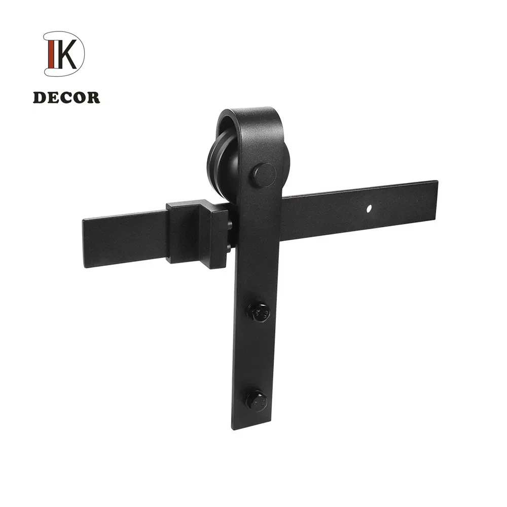 Sliding Barn Door Hardware Kit Top Mounted Hanger Track Black Steel Closet Door Roller Rail for Single Door