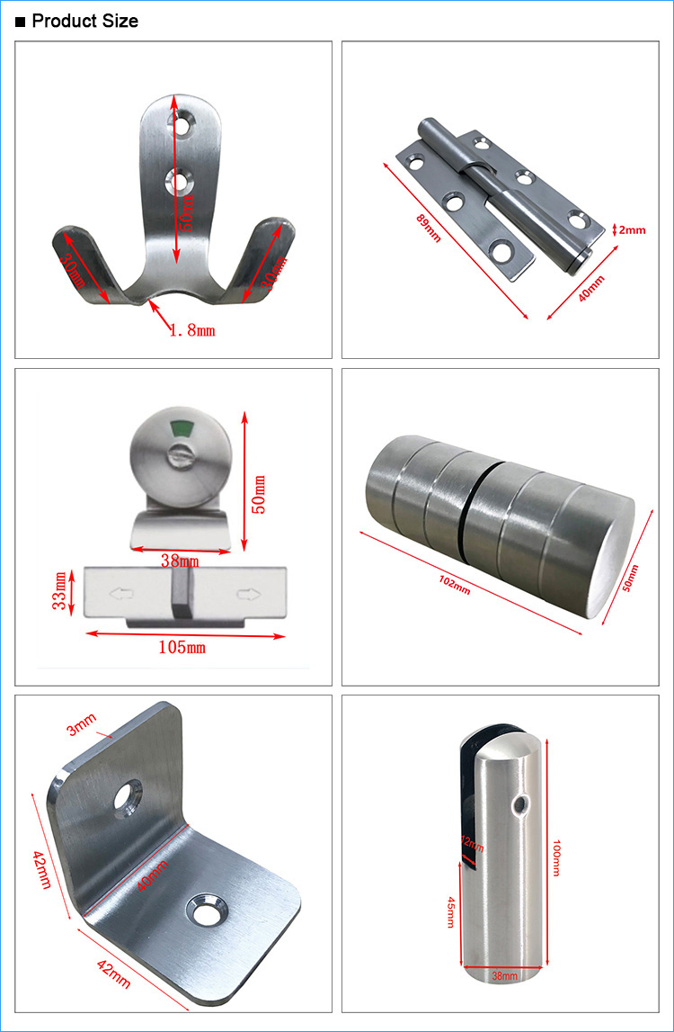 Toilet Cubicle Accessories 304 Stainless Steel Toilet Partition Fittings Toilet Cubicle Hardware
