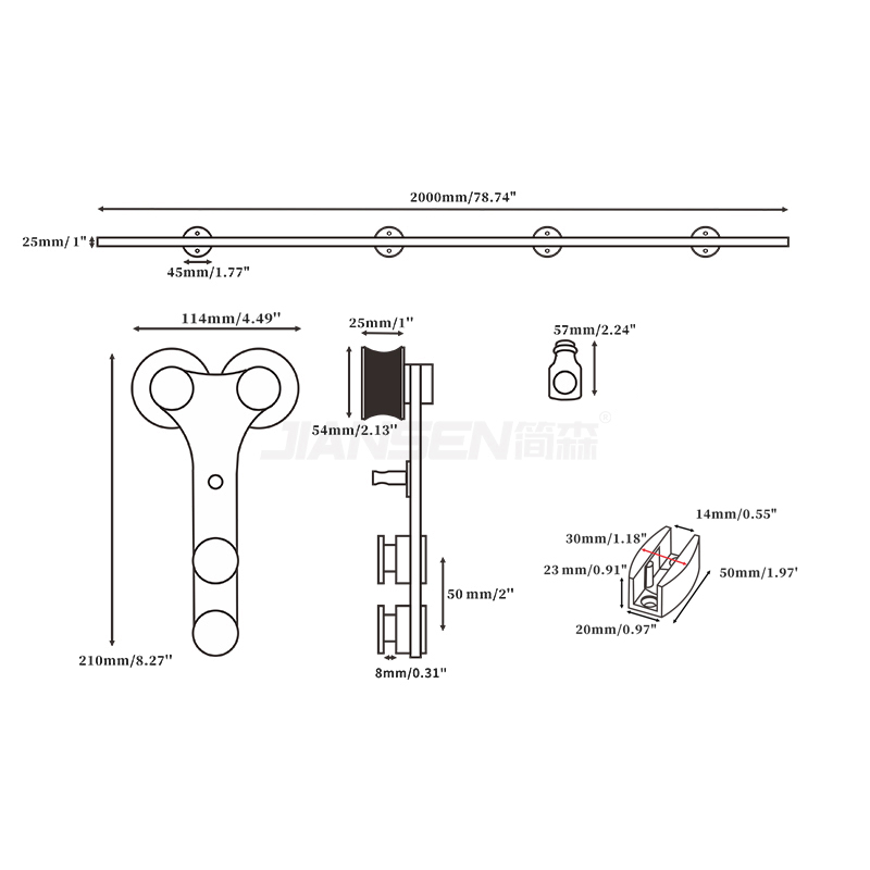 Heavy Duty Single Door Sliding Barn Door Hardware Kit Glass Sliding Door Hardware Stainless Steel Y Shape System Closet Door Window Accessories for Glass Door