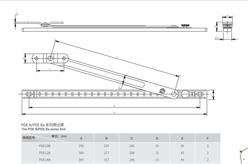 UPVC Top Hung Window SS304 Square Groove Limiter Stay Pde10b