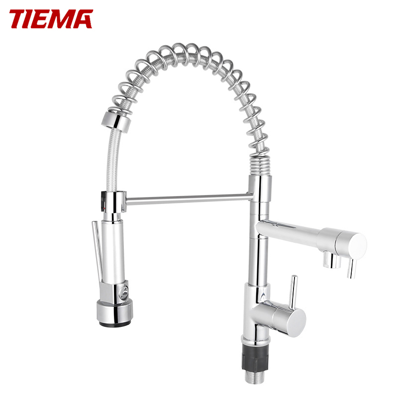 304 Stainless Steel Sink Brass Water Tap Single Lever Pull out Kitchen Faucet