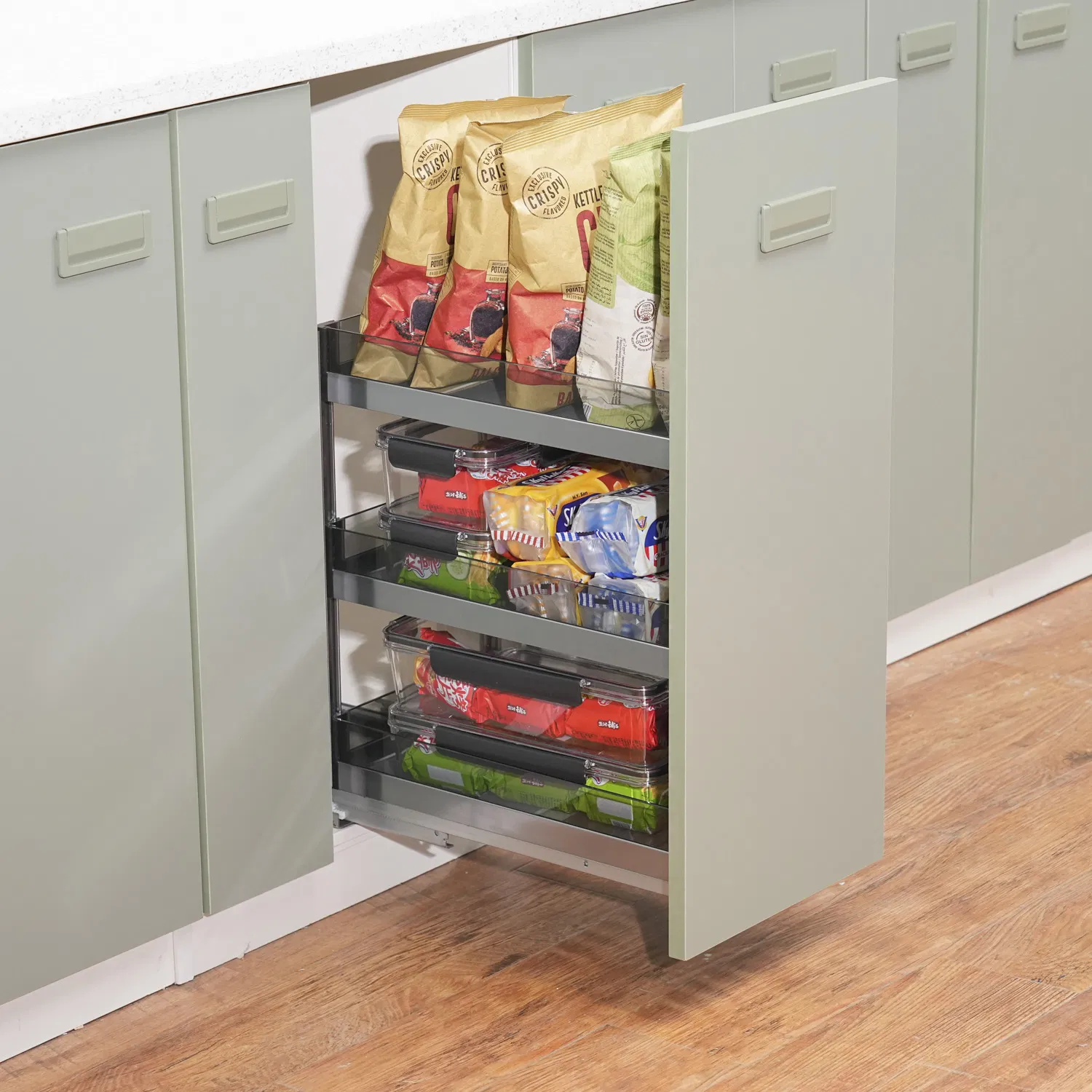 Three-Layer Kitchen Cabinet Organizers Accessories Hardware Storage Pull out Drawer Basket