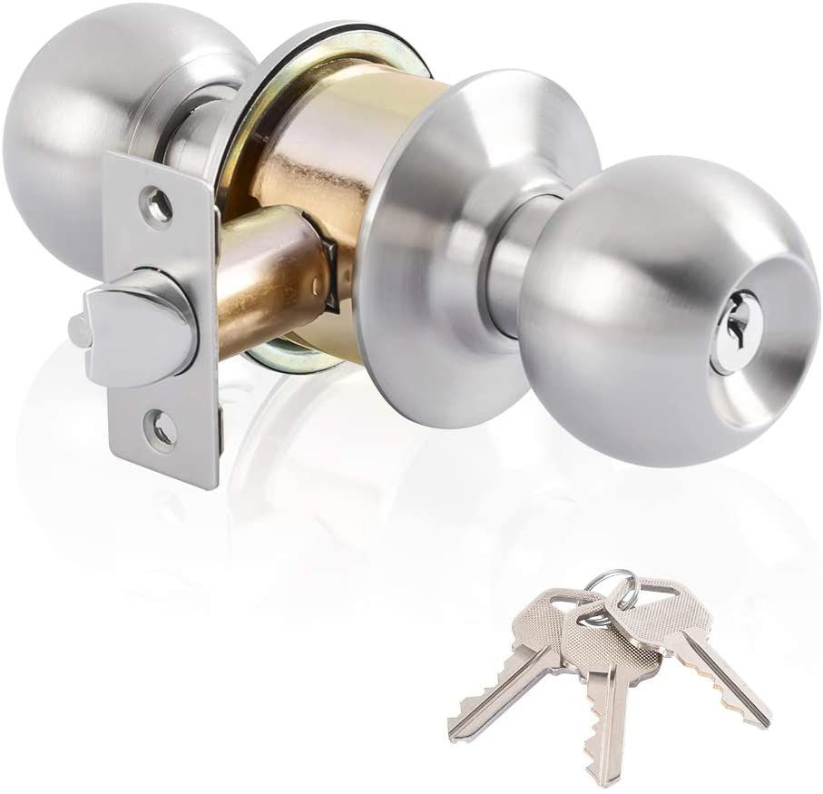 Tubular Knobset Security Door Lock Style Entrance Lockset Entrance Latch Door Round Turn Knob Lock with Orb Finish
