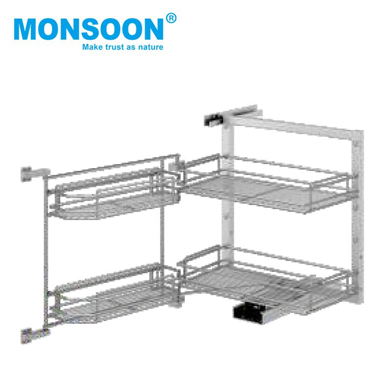 Kitchen Hardware Accessory Multi Purpose Spice Blind Corner Rack Chrome Plated Cabinet Storage Rack Baskets Pull out Soft Close Wire Basket