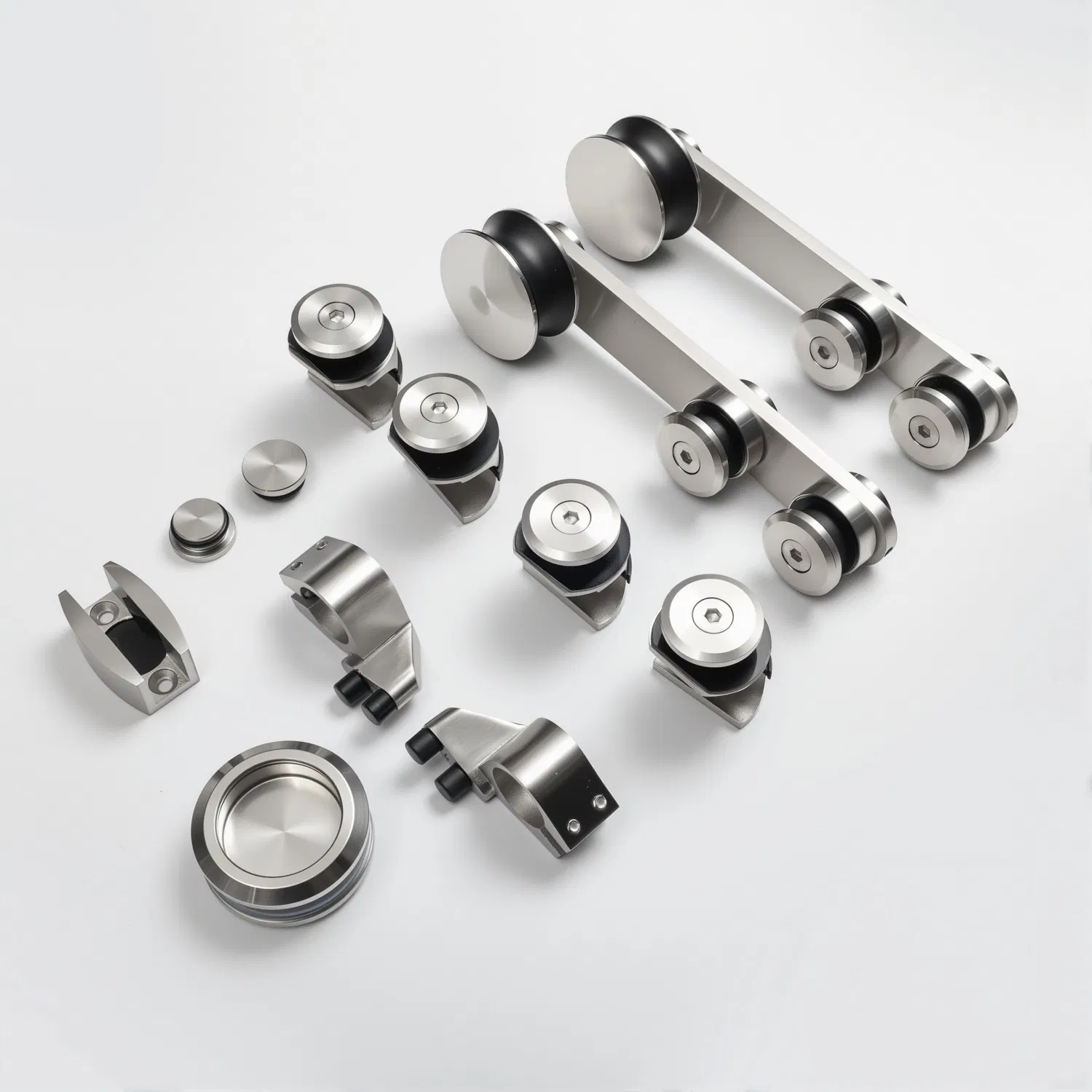 Frameless Stainless Steel Sliding Glass Track Barn Shower Enclosure Hardware Kit