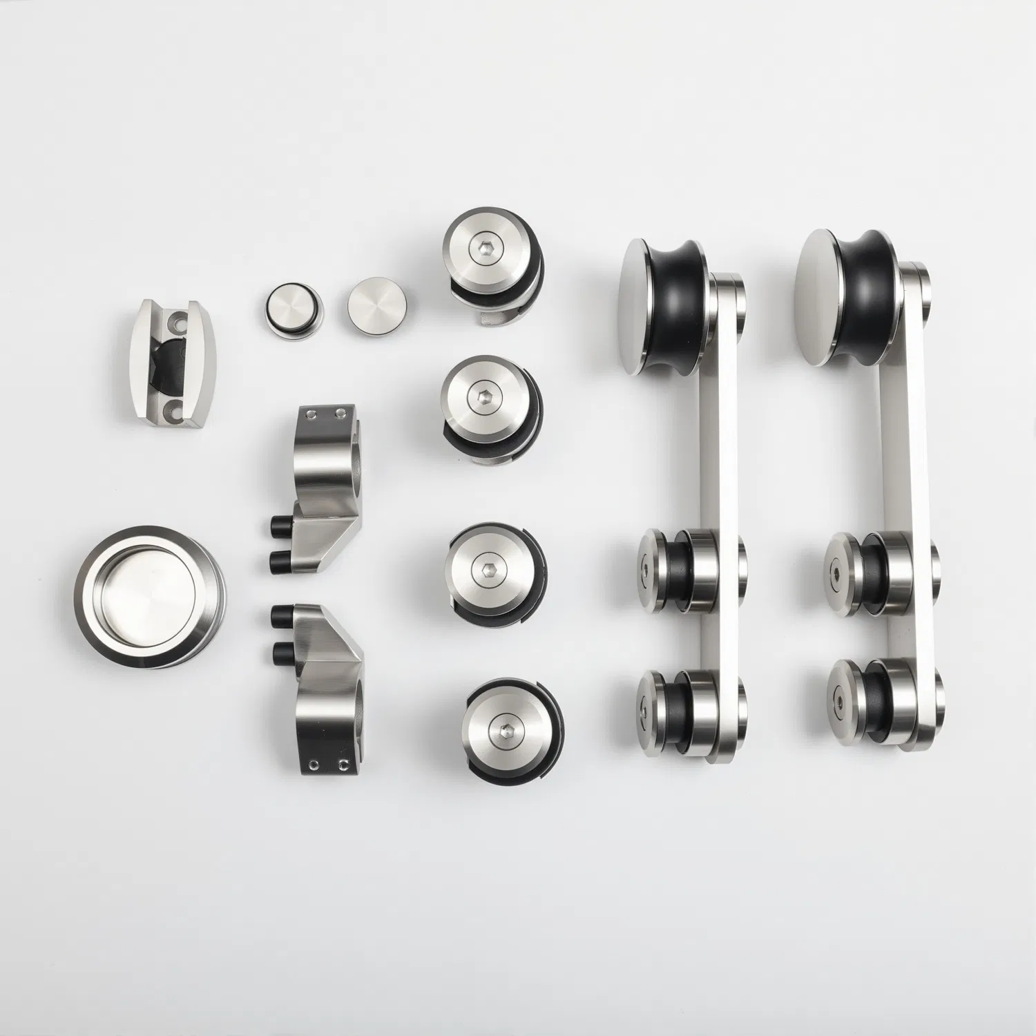 Frameless Stainless Steel Sliding Glass Track Barn Shower Enclosure Hardware Kit