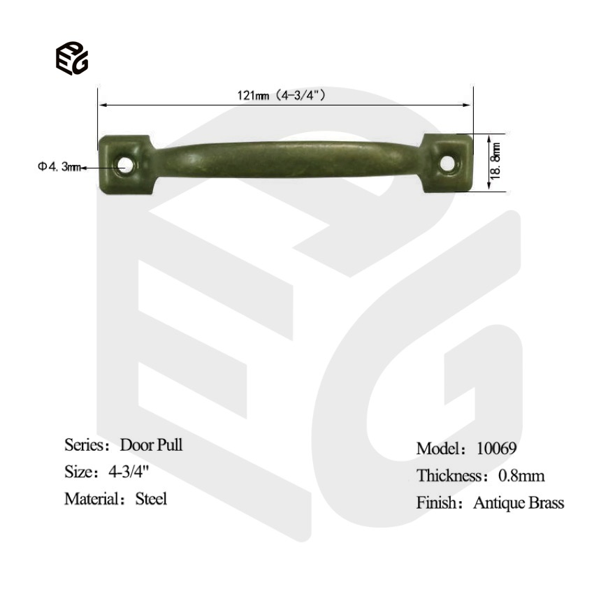 4 Inch Steel Screen Door Pull Handle with Antique Brass Finish for Doors and Windows