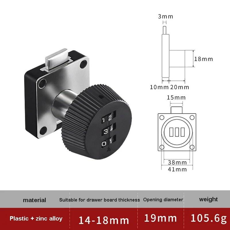 Cabinet 3 Digital Drawer Combination Mailbox Cupboard Lock for Furniture