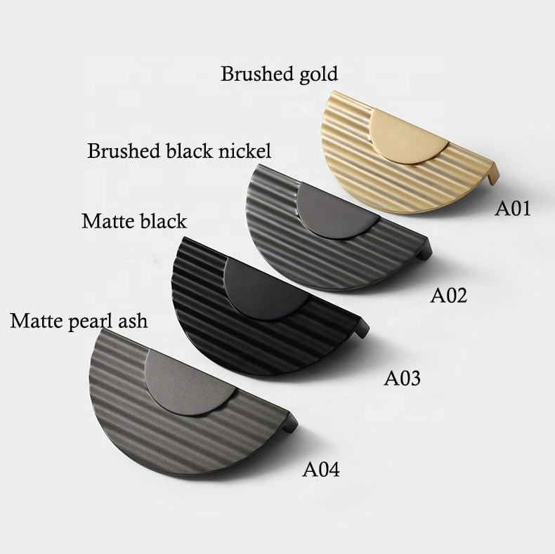 Modern Wave Half Moon Pull Handles Cabinet Knobs Gold Furniture Door Knobs with Screws