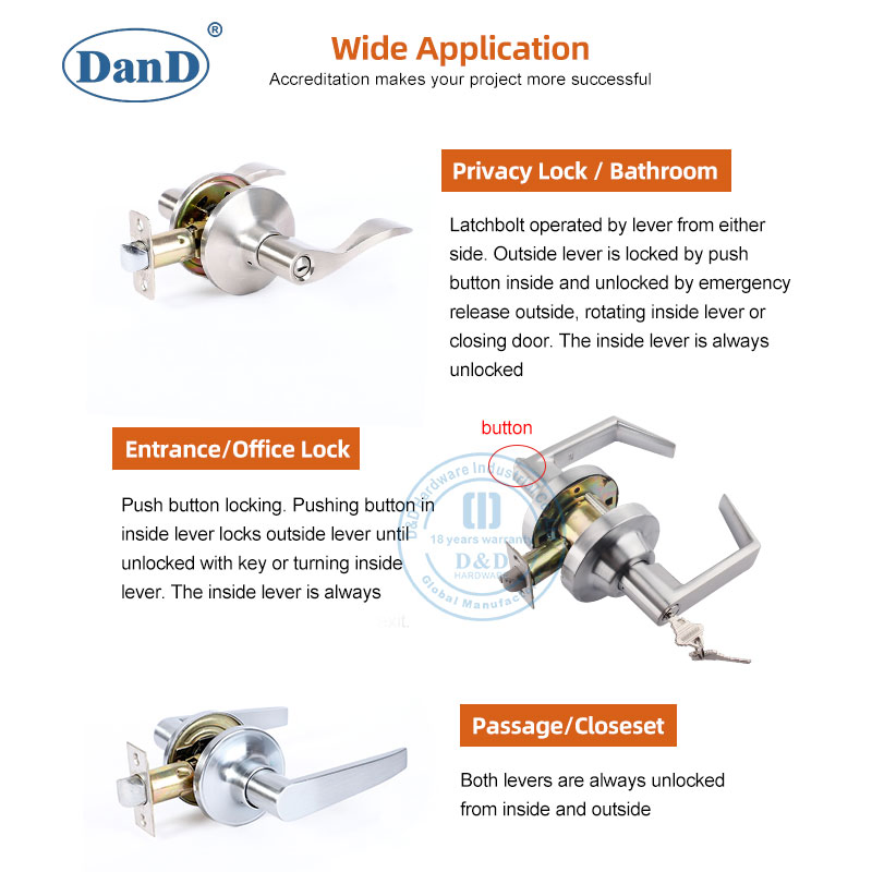 Exterior Metal Hardware Zinc Alloy Deadbolt Lockset Stainless Steel Security Brass Double Cylinder Keys Tubular Square Cylindrical Lever Knob Handle Door Lock