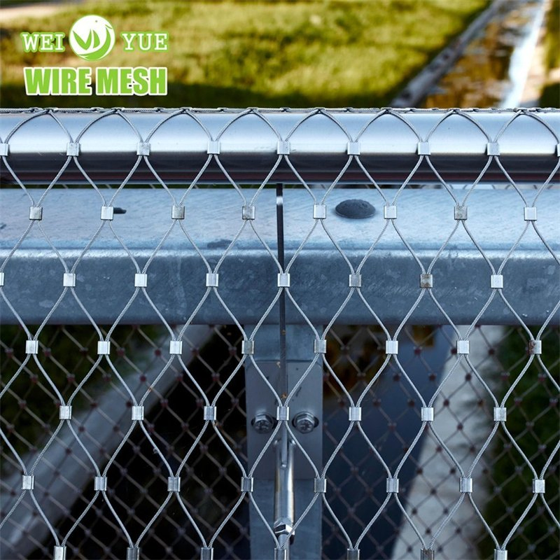 SS316L Flexible Stainless Steel Rope Wire Net Zoo Fence Net Stair Handrail Metal Mesh Safety Net Fall Prevention Mesh Cable Net Ferrule Wire Mesh