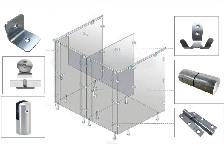 Toilet Cubicle Accessories 304 Stainless Steel Toilet Partition Fittings Toilet Cubicle Hardware