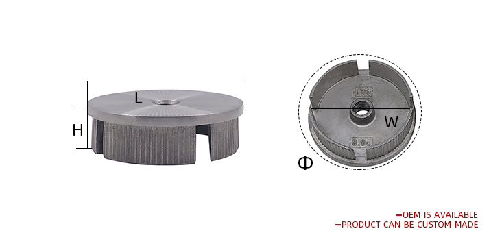 Stair Round Railing Post End Cap for 42.4mm Handrail Tube (2PCS) Stainless Steel Wall Mounted Metalworking Casting