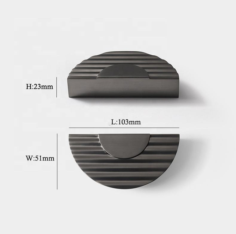 Modern Wave Half Moon Pull Handles Cabinet Knobs Gold Furniture Door Knobs with Screws